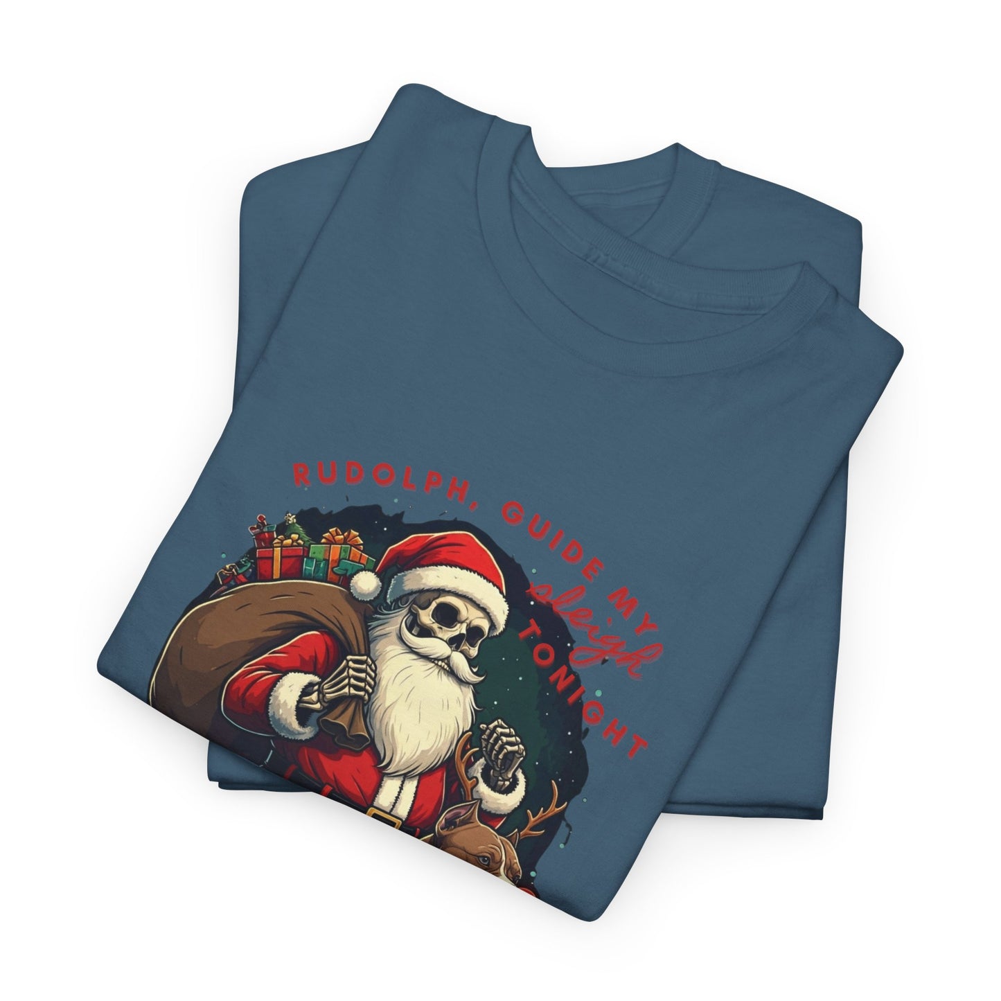 Santa Skeleton Pitbull Rudolph Tee Shirt