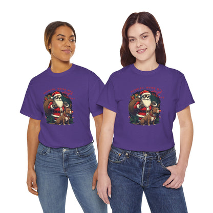 Santa Skeleton Pitbull Rudolph Tee Shirt