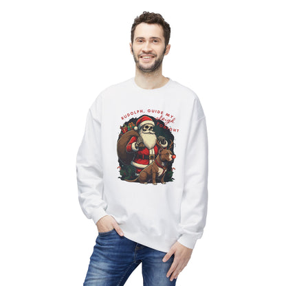 Christmas Skeleton Santa Sweatshirt with Pitbull Rudolph