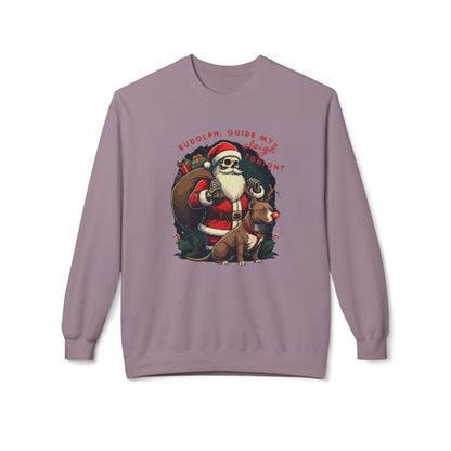 Christmas Skeleton Santa Sweatshirt with Pitbull Rudolph