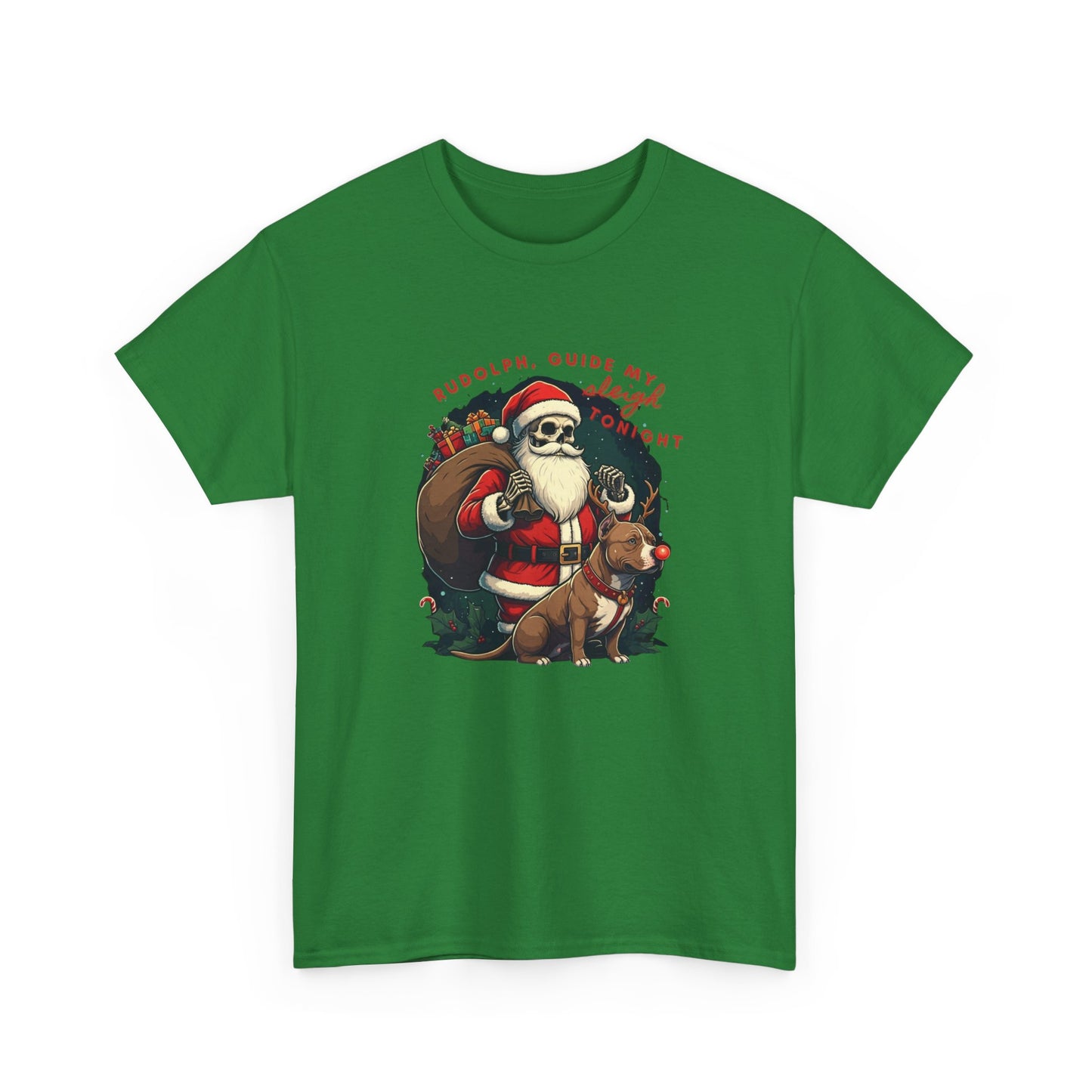 Santa Skeleton Pitbull Rudolph Tee Shirt