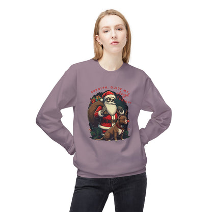 Christmas Skeleton Santa Sweatshirt with Pitbull Rudolph