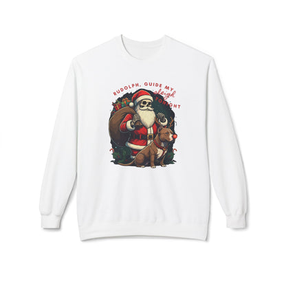 Christmas Skeleton Santa Sweatshirt with Pitbull Rudolph