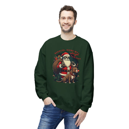 Christmas Skeleton Santa Sweatshirt with Pitbull Rudolph