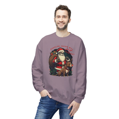 Christmas Skeleton Santa Sweatshirt with Pitbull Rudolph