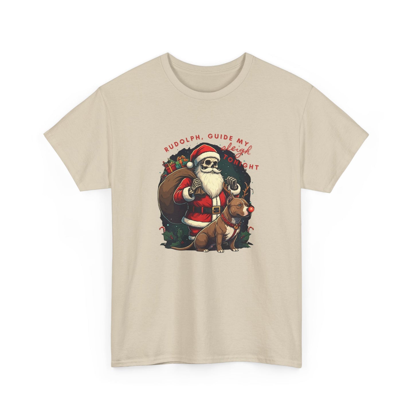 Santa Skeleton Pitbull Rudolph Tee Shirt