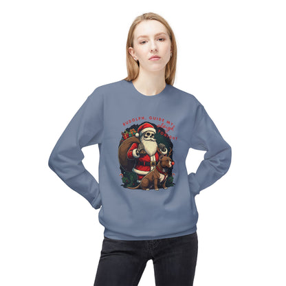 Christmas Skeleton Santa Sweatshirt with Pitbull Rudolph