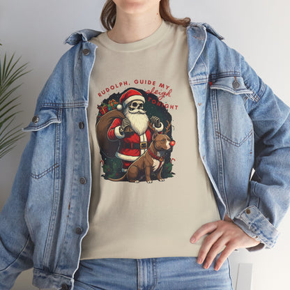 Santa Skeleton Pitbull Rudolph Tee Shirt